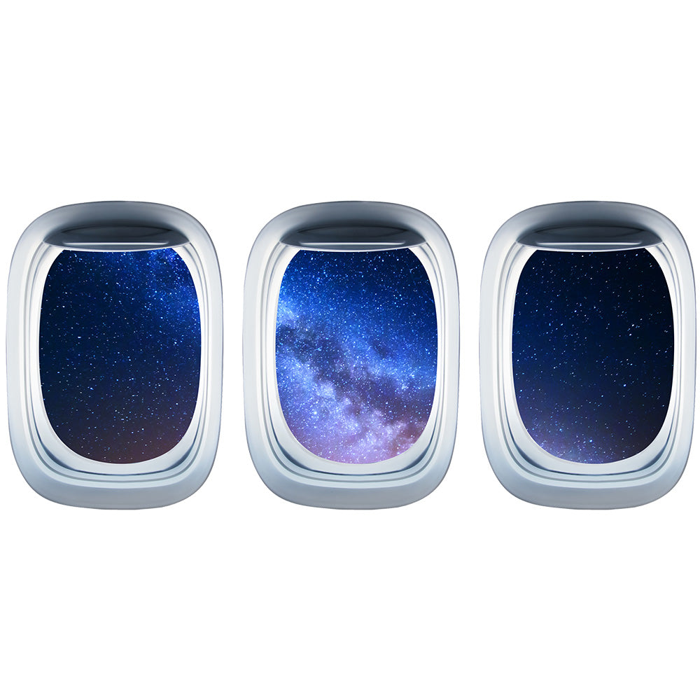 Airplane Window & Starry Sky View Printed Wall Window Stickers