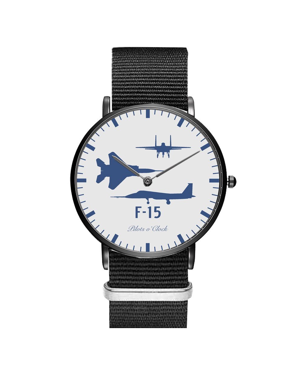 McDonnell Douglas F15 (Special) Leather Strap Watches Pilot Eyes Store Black & Black Nylon Strap 