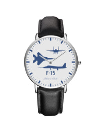 Thumbnail for McDonnell Douglas F15 (Special) Leather Strap Watches Pilot Eyes Store Silver & Black Leather Strap 