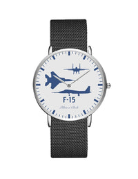 Thumbnail for McDonnell Douglas F15 (Special) Stainless Steel Strap Watches Pilot Eyes Store Silver & Black Stainless Steel Strap 