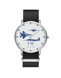Thumbnail for McDonnell Douglas F15 (Special) Leather Strap Watches Pilot Eyes Store Silver & Black Nylon Strap 