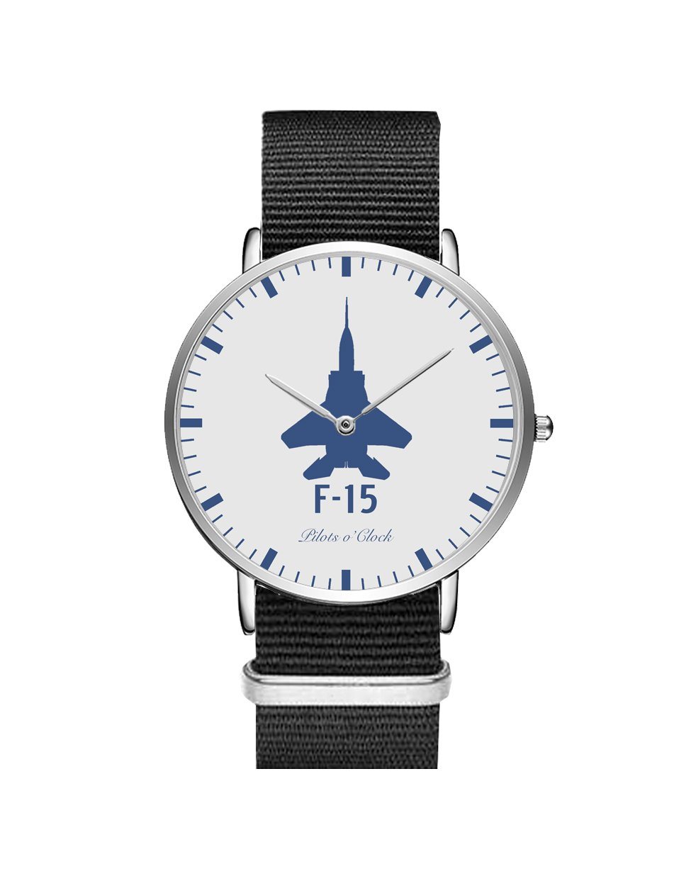 McDonnell Douglas F15 Leather Strap Watches Pilot Eyes Store Silver & Black Nylon Strap 