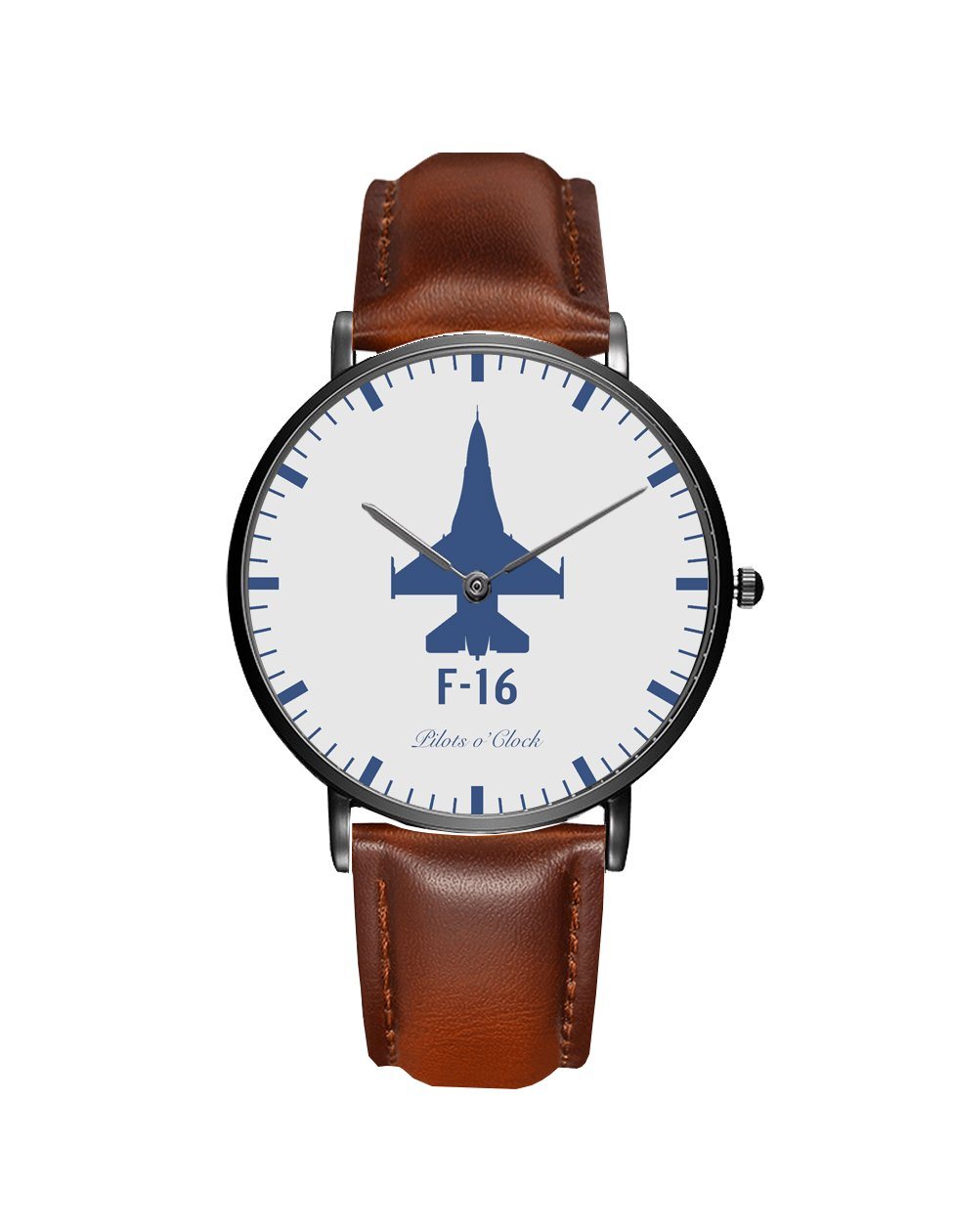 Fighting Falcon F16 Leather Strap Watches Pilot Eyes Store Black & Brown Leather Strap 