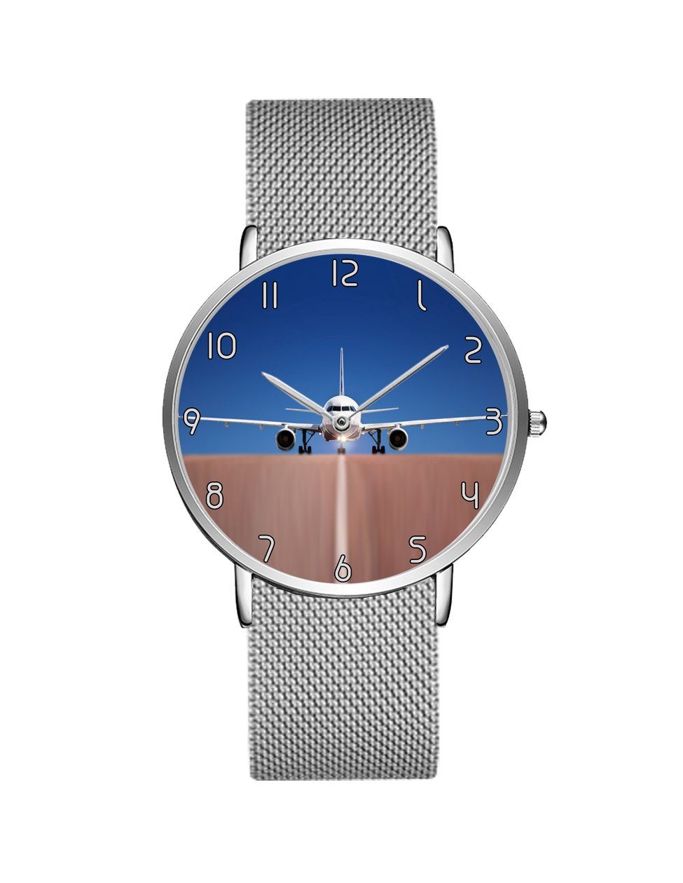 Face to Face with an Airbus A320 Stainless Steel Strap Watches Aviation Shop Silver & Silver Stainless Steel Strap 