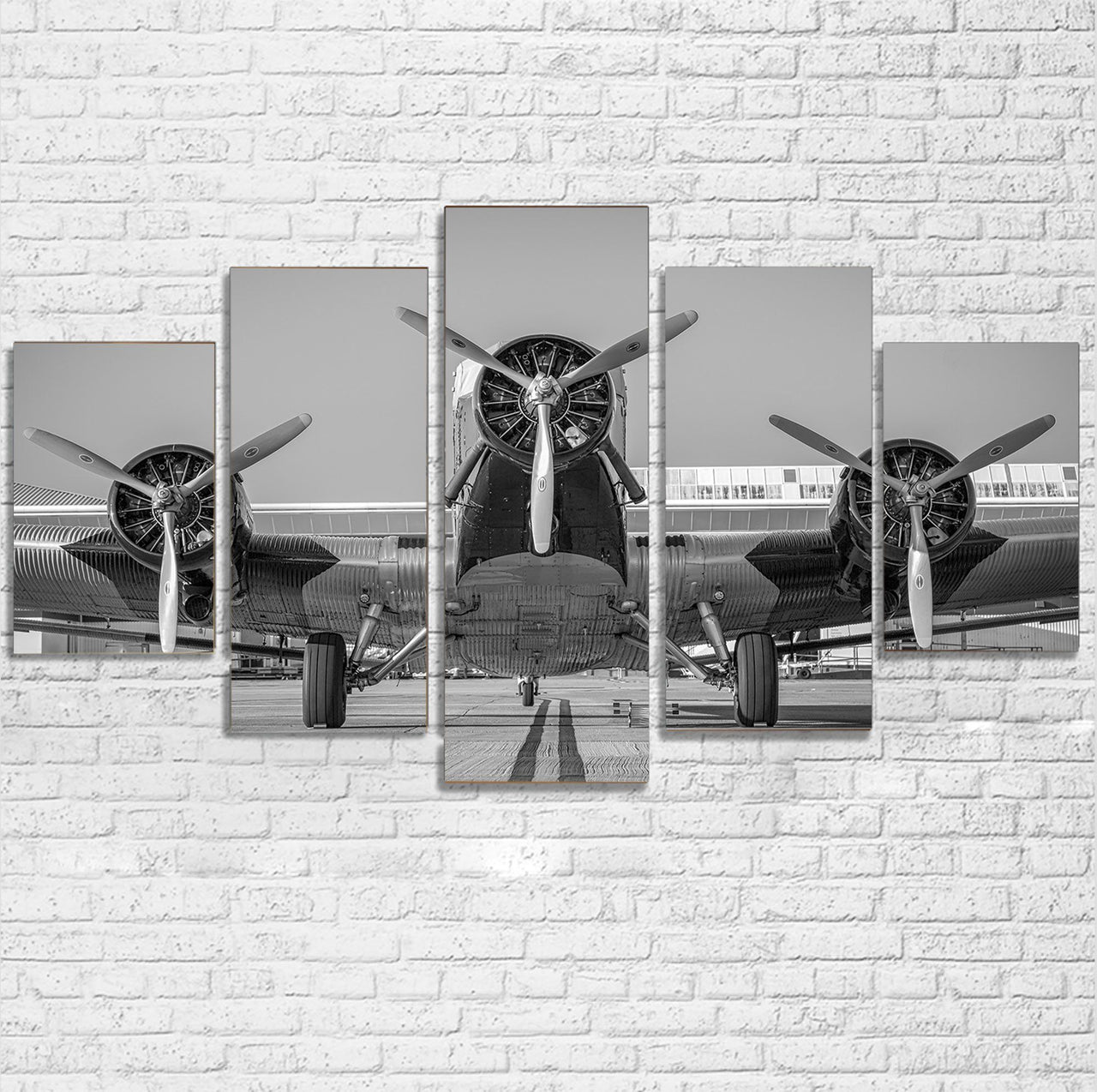 Face to Face to 3 Engine Old Airplane Printed Multiple Canvas Poster Aviation Shop 