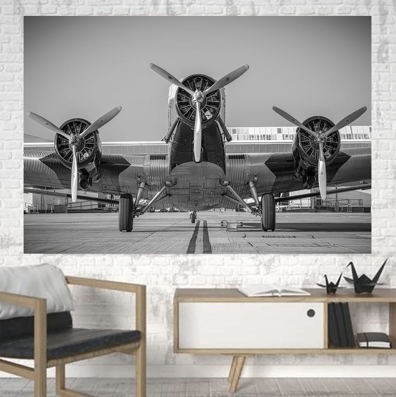 Face to Face to 3 Engine Old Airplane Printed Canvas Posters (1 Piece) Aviation Shop 
