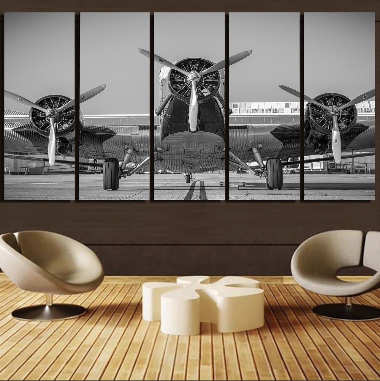 Face to Face to 3 Engine Old Airplane Printed Canvas Prints (5 Pieces) Aviation Shop 