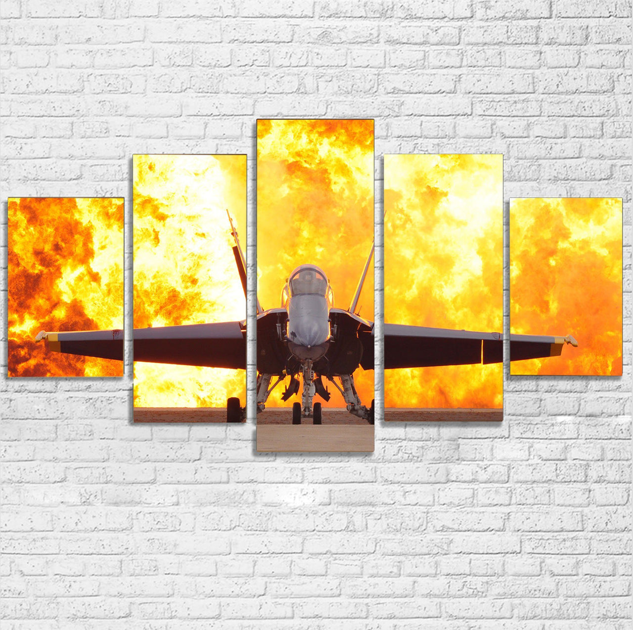 Face to Face with Air Force Jet & Flames Printed Multiple Canvas Poster Aviation Shop 