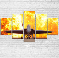Thumbnail for Face to Face with Air Force Jet & Flames Printed Multiple Canvas Poster Aviation Shop 