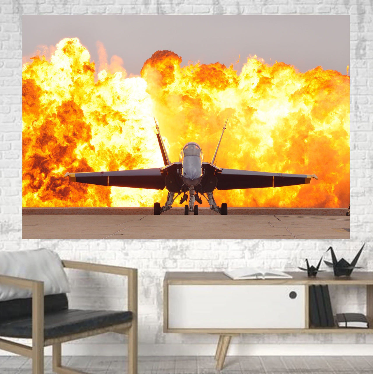 Face to Face with Air Force Jet & Flames Printed Canvas Posters (1 Piece) Aviation Shop 