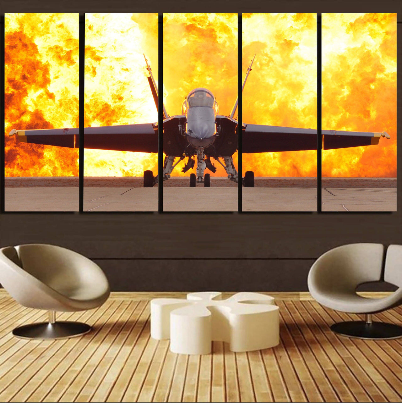 Face to Face with Air Force Jet & Flames Printed Canvas Prints (5 Pieces) Aviation Shop 