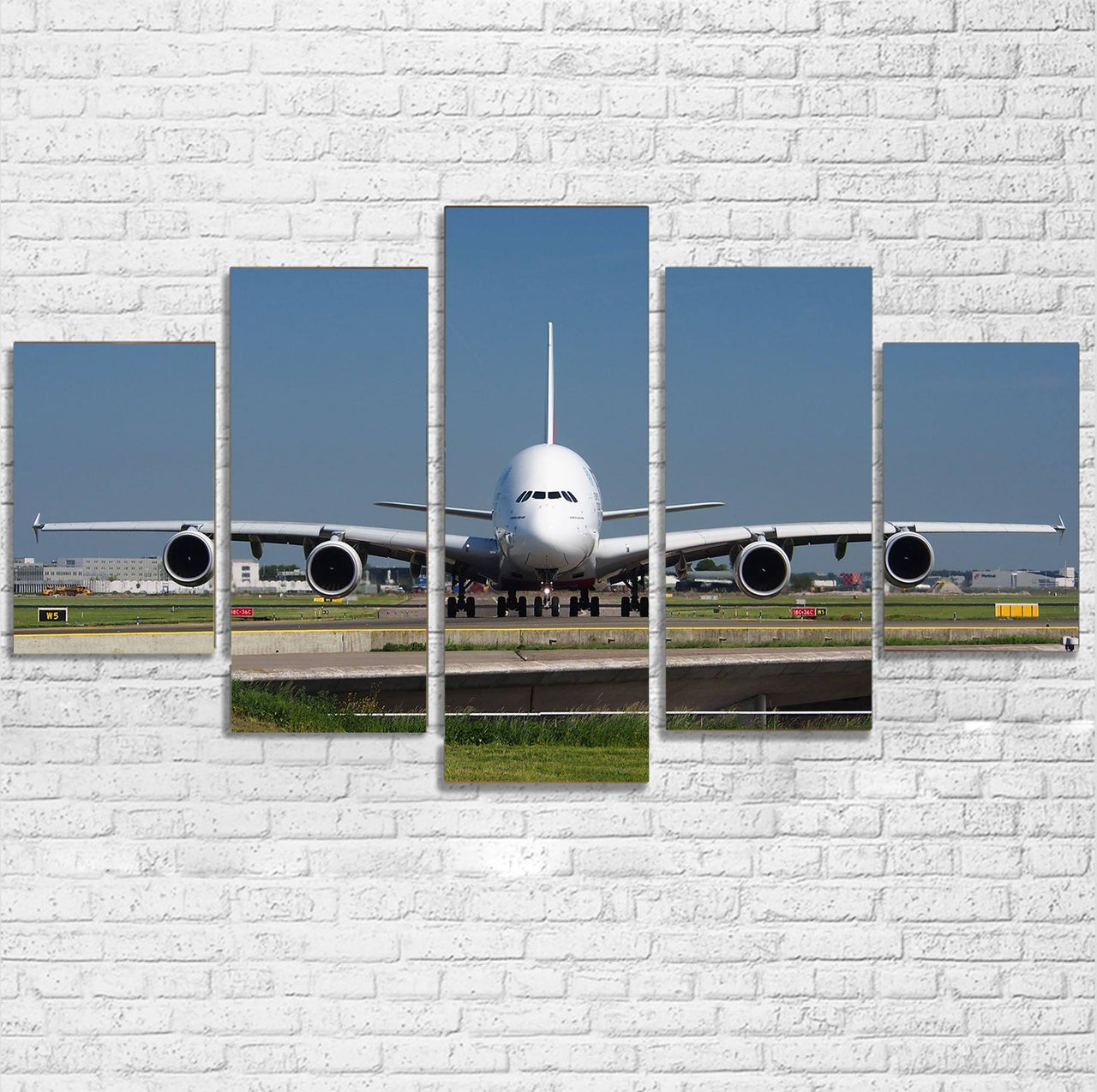 Face to Face with Airbus A380 Printed Multiple Canvas Poster Aviation Shop 