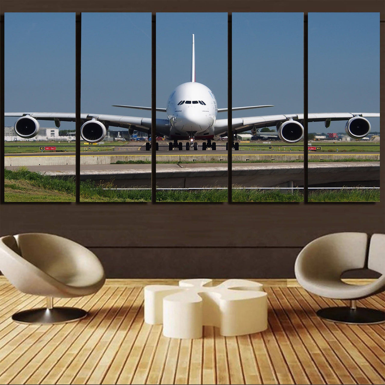 Face to Face with Airbus A380 Printed Canvas Prints (5 Pieces) Aviation Shop 