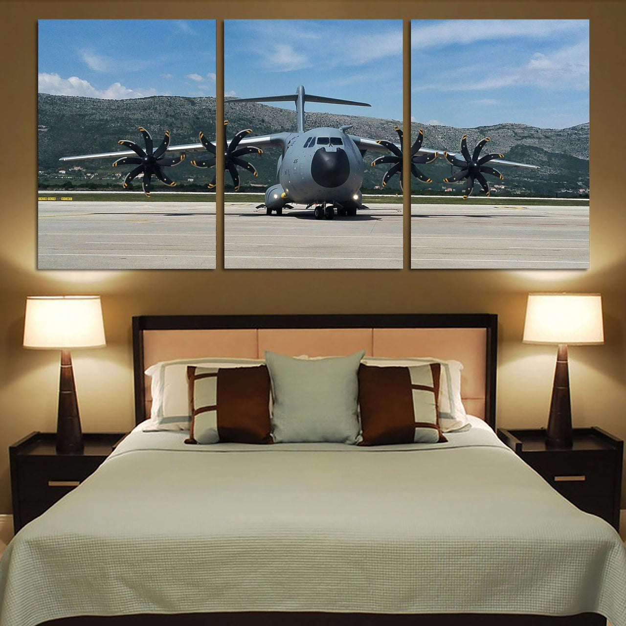 Face to Face with Airbus A400M Printed Canvas Posters (3 Pieces) Aviation Shop 