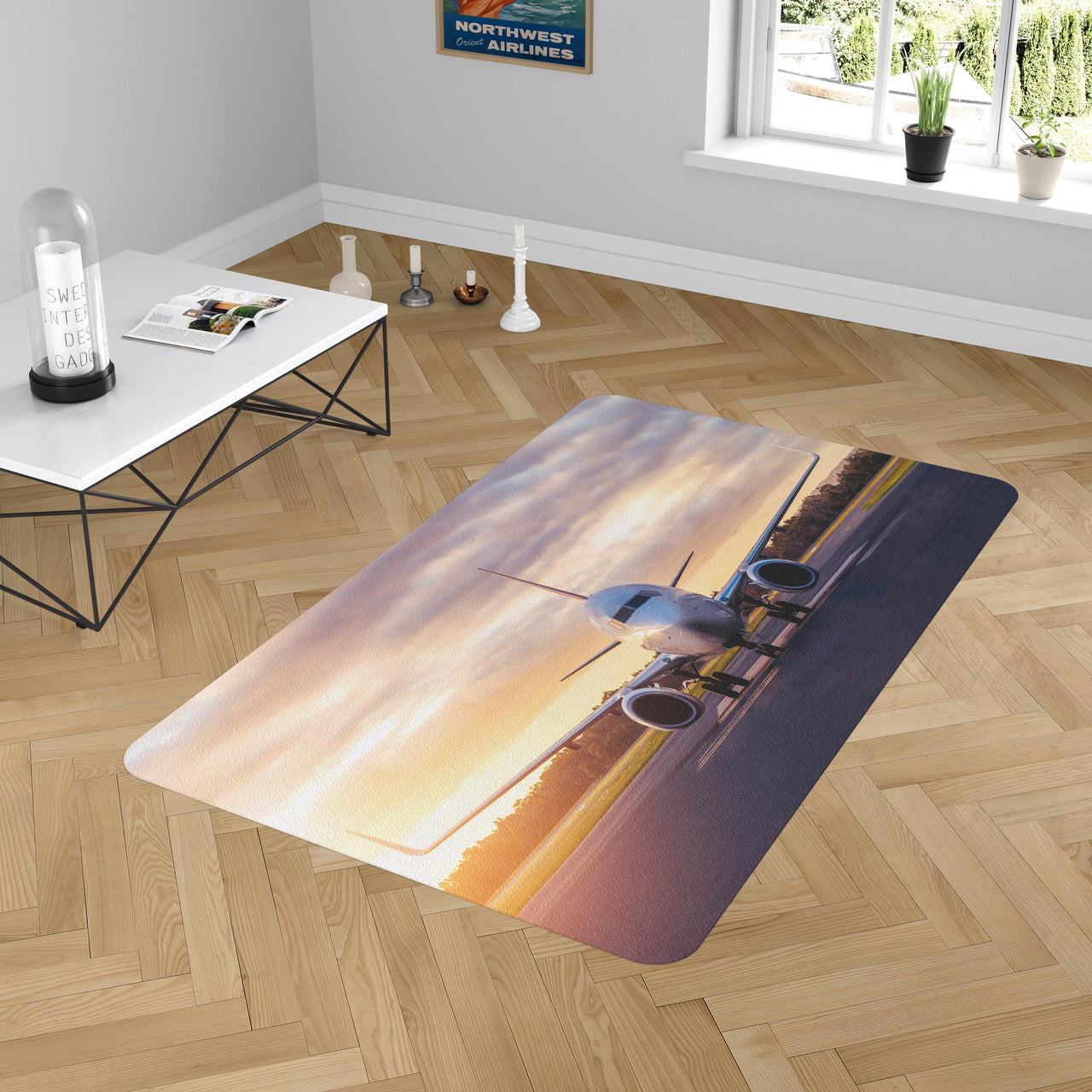 Face to Face with Boeing 737-800 During Sunset Designed Carpet & Floor Mats