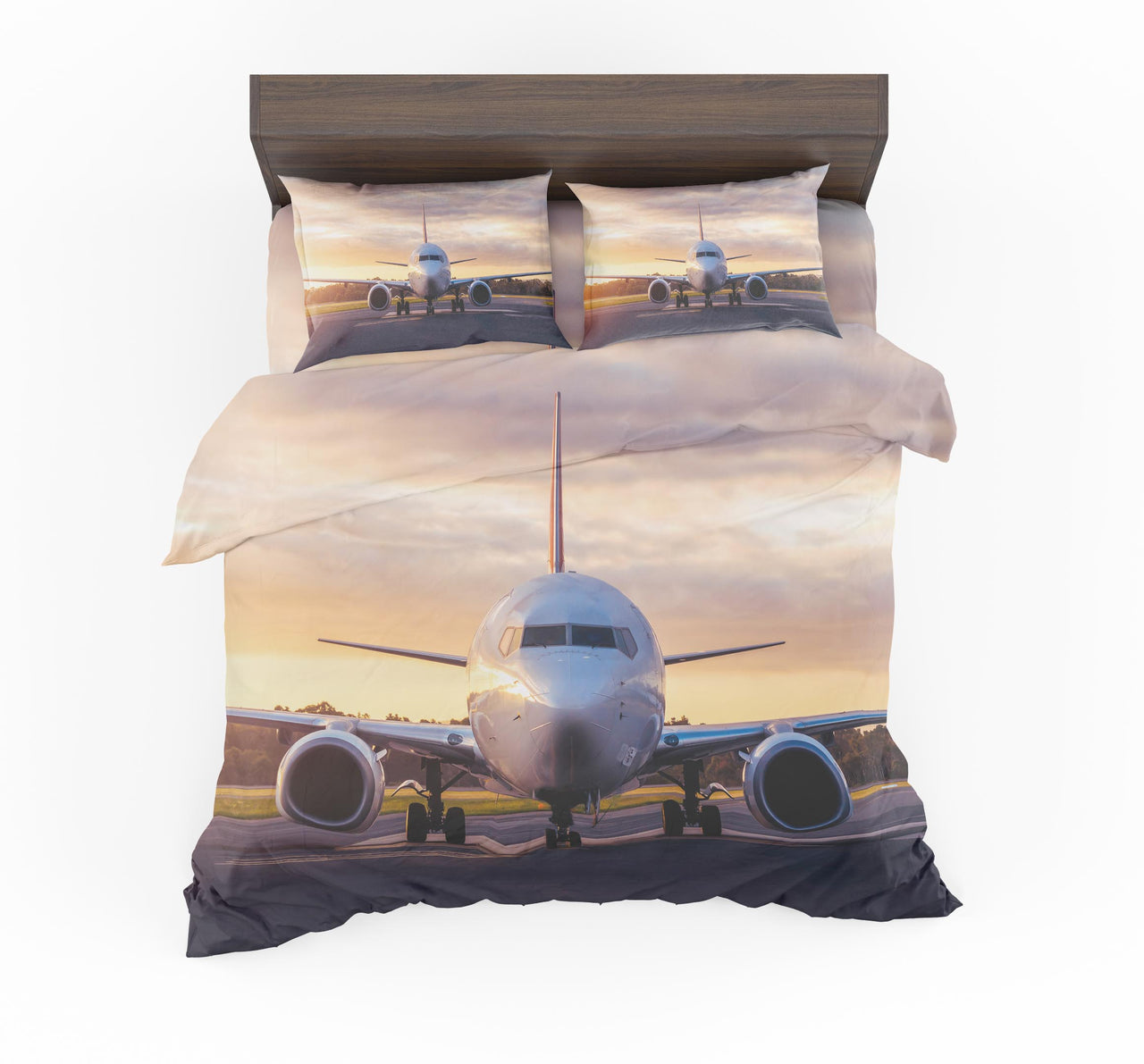 Face to Face with Boeing 737-800 During Sunset Designed Bedding Sets