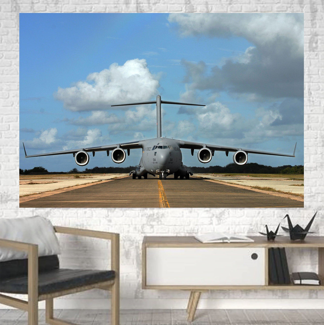 Face to Face with Military Cargo Airplane Printed Canvas Posters (1 Piece) Aviation Shop 