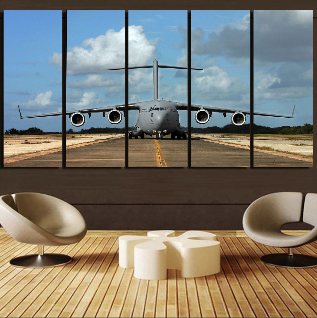 Face to Face with Military Cargo Airplane Printed Canvas Prints (5 Pieces) Aviation Shop 