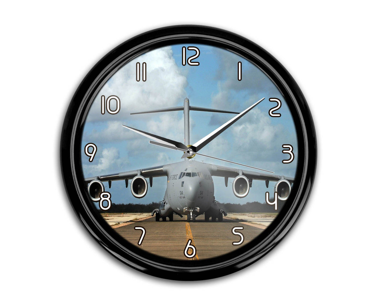 Face to Face with Military Cargo Airplane Printed Wall Clocks Aviation Shop 