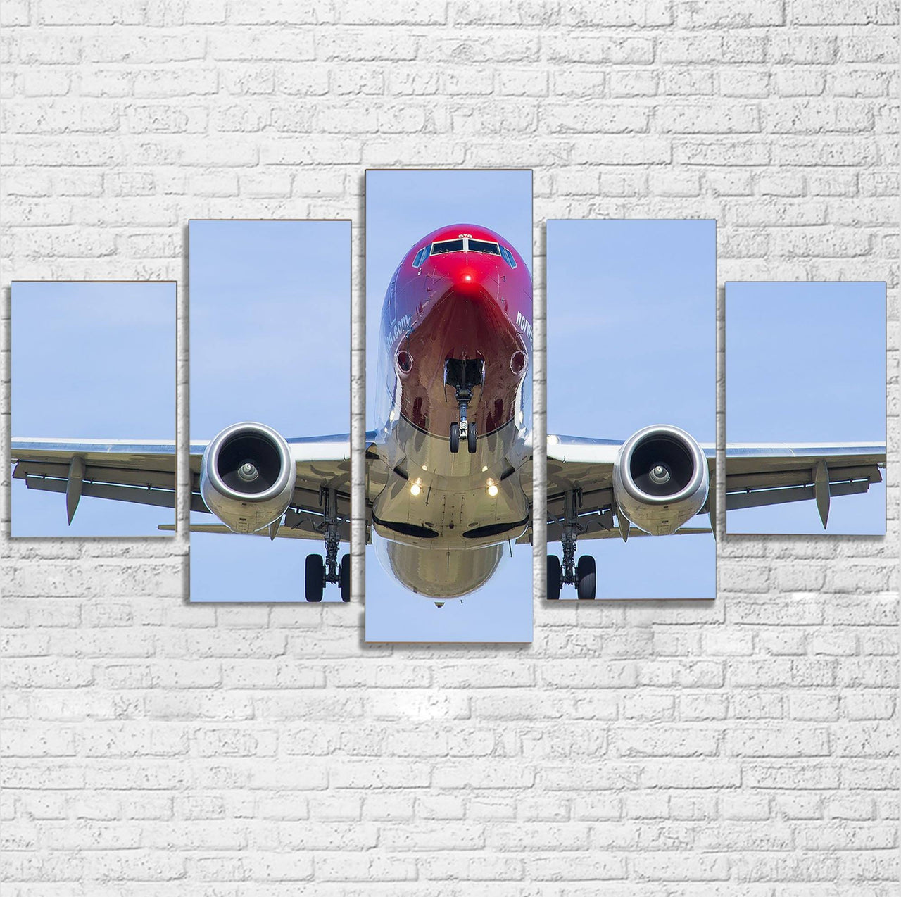 Face to Face with Norwegian Boeing 737 Printed Multiple Canvas Poster Aviation Shop 