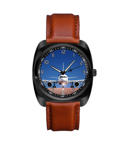 Face to Face with Airbus A320 aviation luxury watch, stainless steel body with engraved detail.