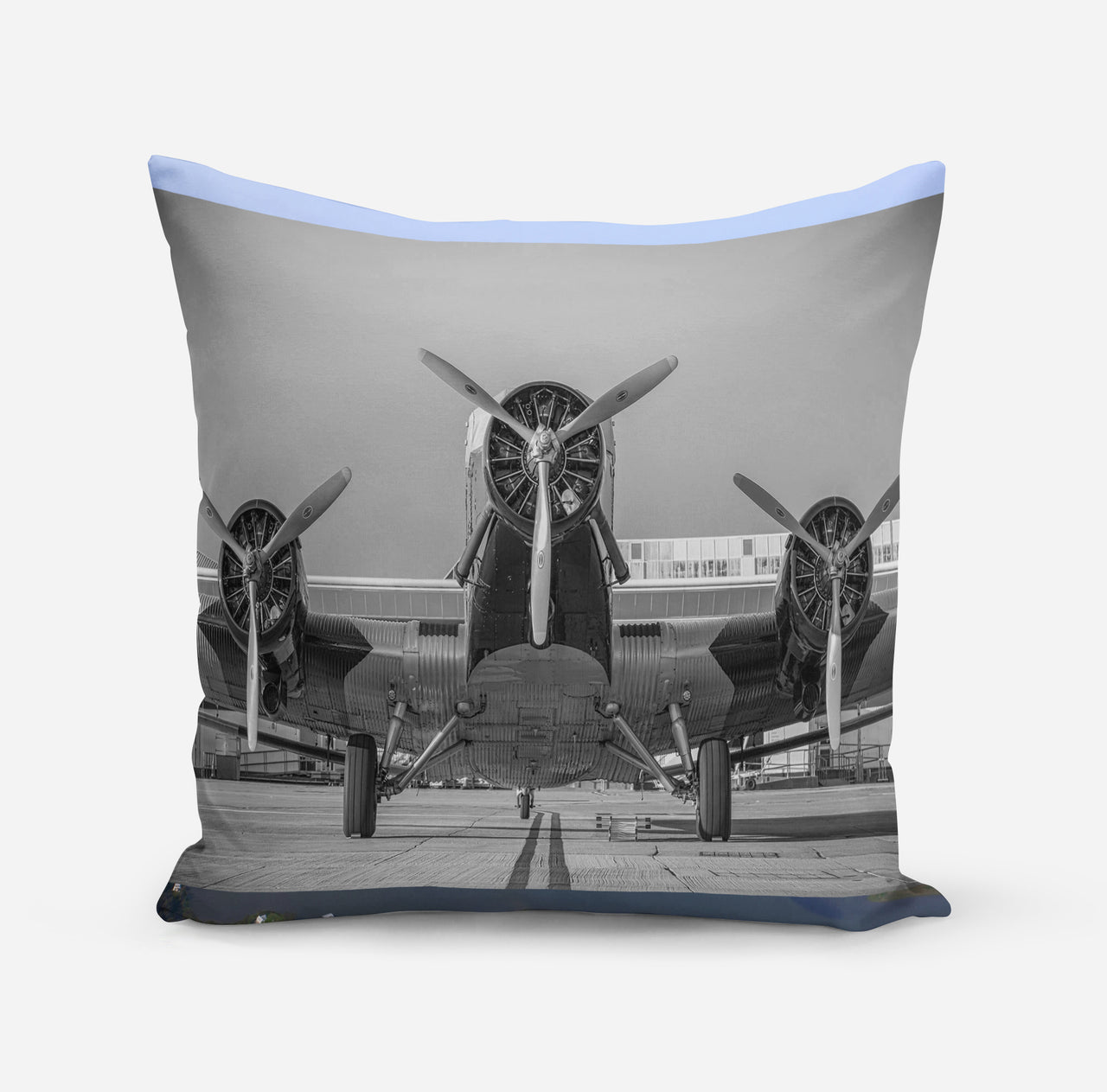 Face to Face to 3 Engine Old Airplane Designed Pillows