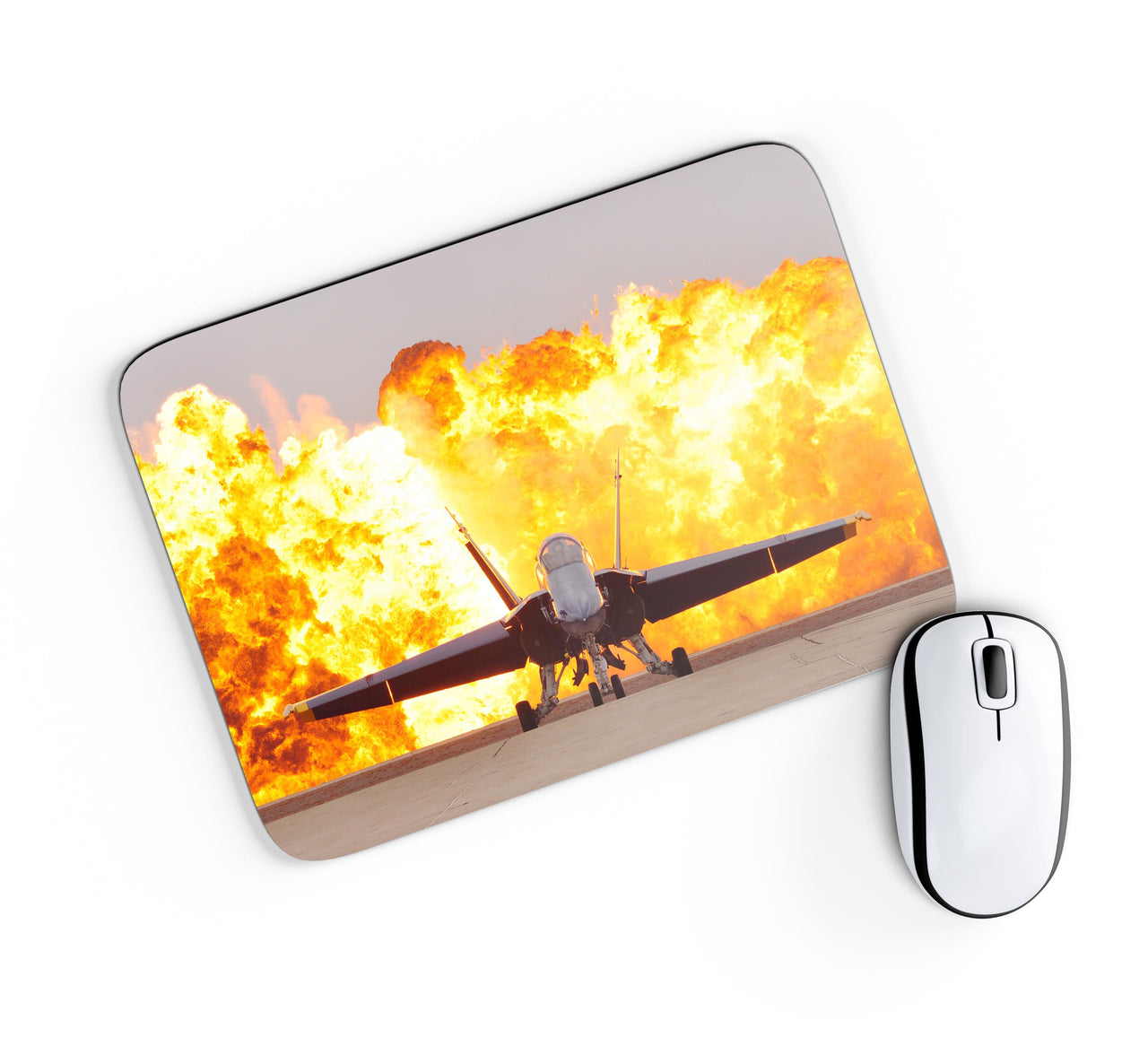 Face to Face with Air Force Jet & Flames Designed Mouse Pads