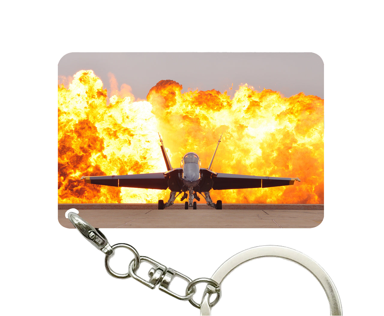 Face to Face with Air Force Jet & Flames Designed Key Chains
