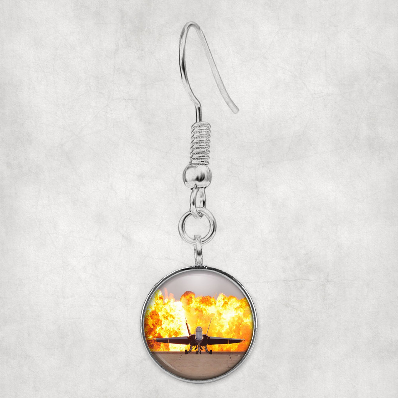 Face to Face with Air Force Jet & Flames Designed Earrings