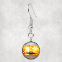 Thumbnail for Face to Face with Air Force Jet & Flames Designed Earrings