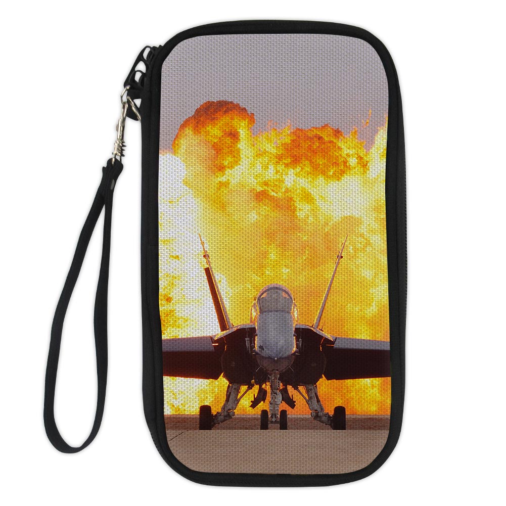 Face to Face with Air Force Jet & Flames Designed Travel Cases & Wallets