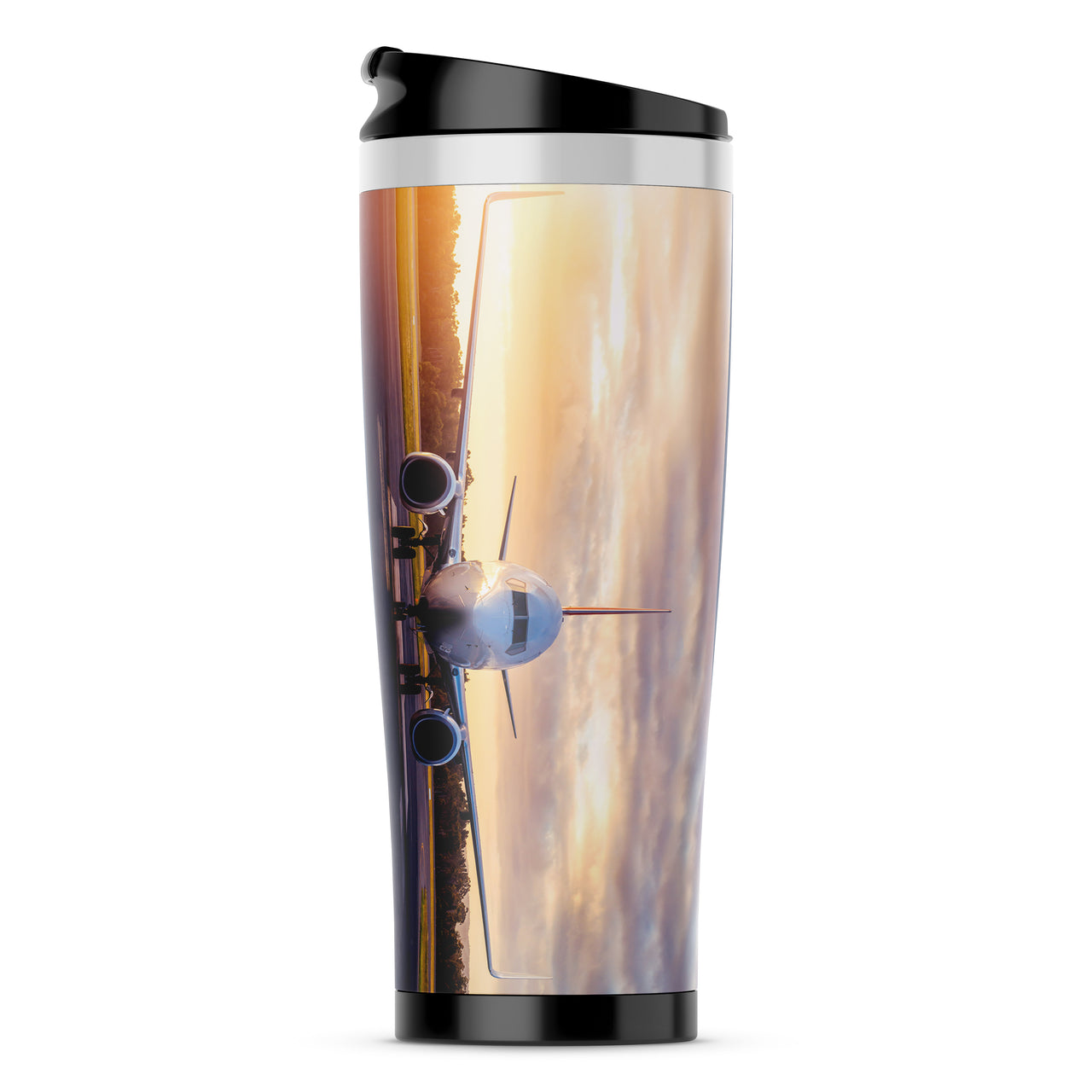 Face to Face with Boeing 737-800 During Sunset Designed Travel Mugs