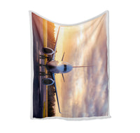 Thumbnail for Face to Face with Boeing 737-800 During Sunset Designed Bed Blankets & Covers
