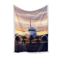 Thumbnail for Face to Face with Boeing 737-800 During Sunset Designed Bed Blankets & Covers