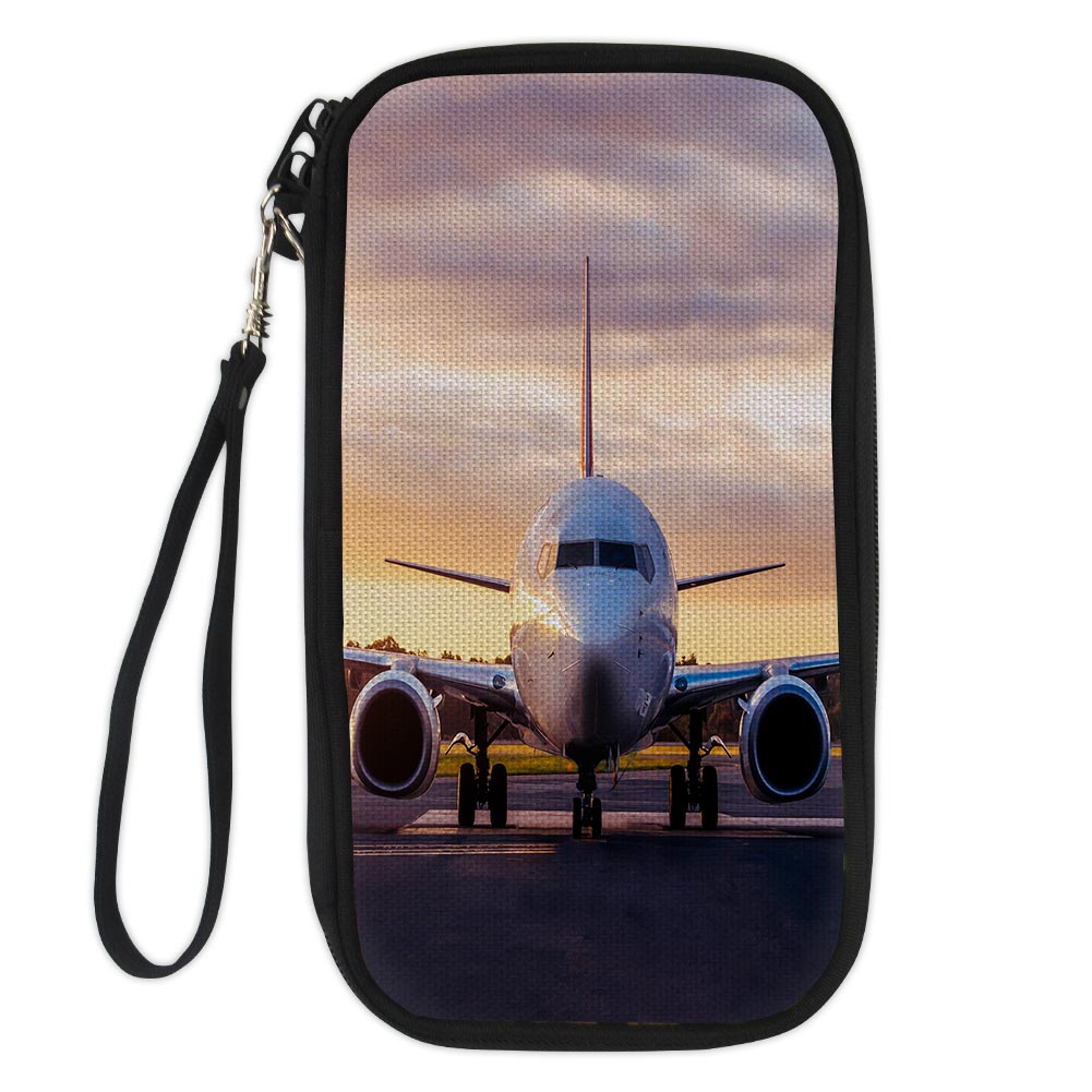 Face to Face with Boeing 737-800 During Sunset Designed Travel Cases & Wallets