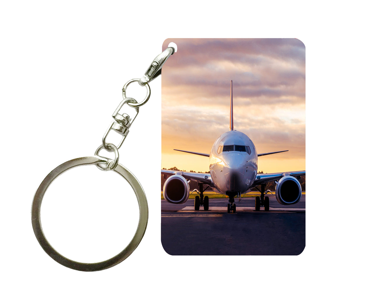 Face to Face with Boeing 737-800 During Sunset Designed Key Chains