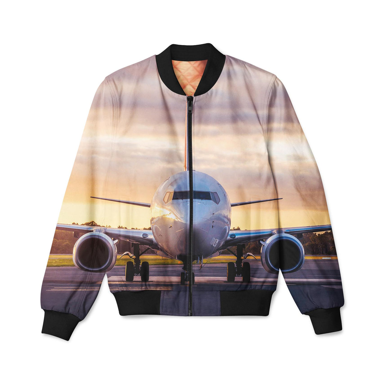 Face to Face with Boeing 737-800 During Sunset Designed 3D Pilot Bomber Jackets