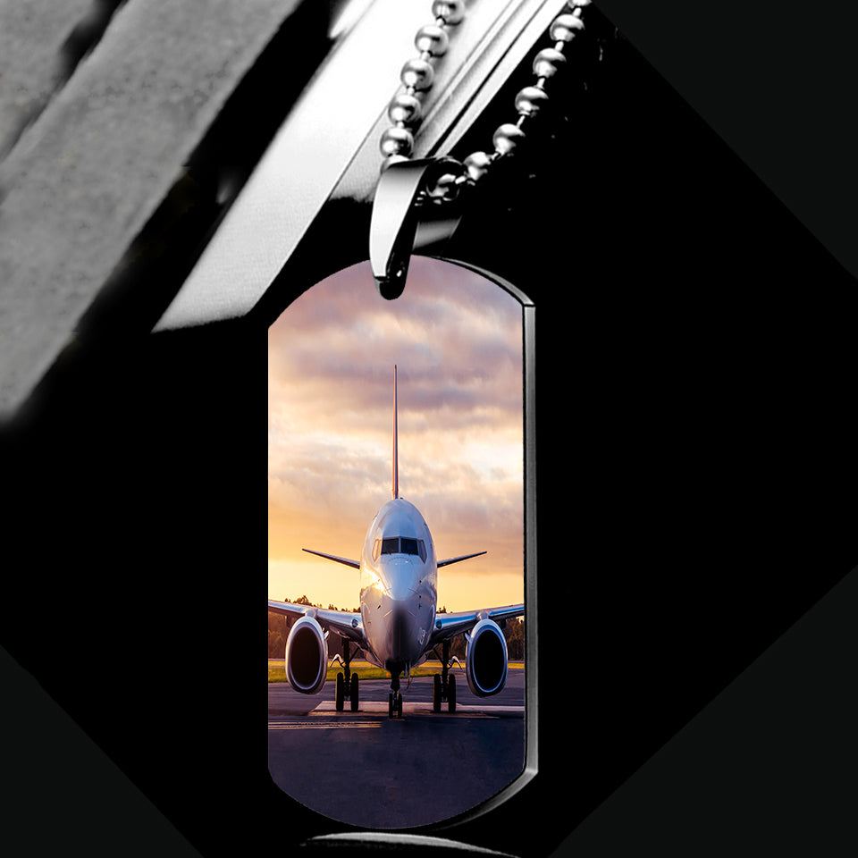 Face to Face with Boeing 737-800 During Sunset Designed Metal Necklaces