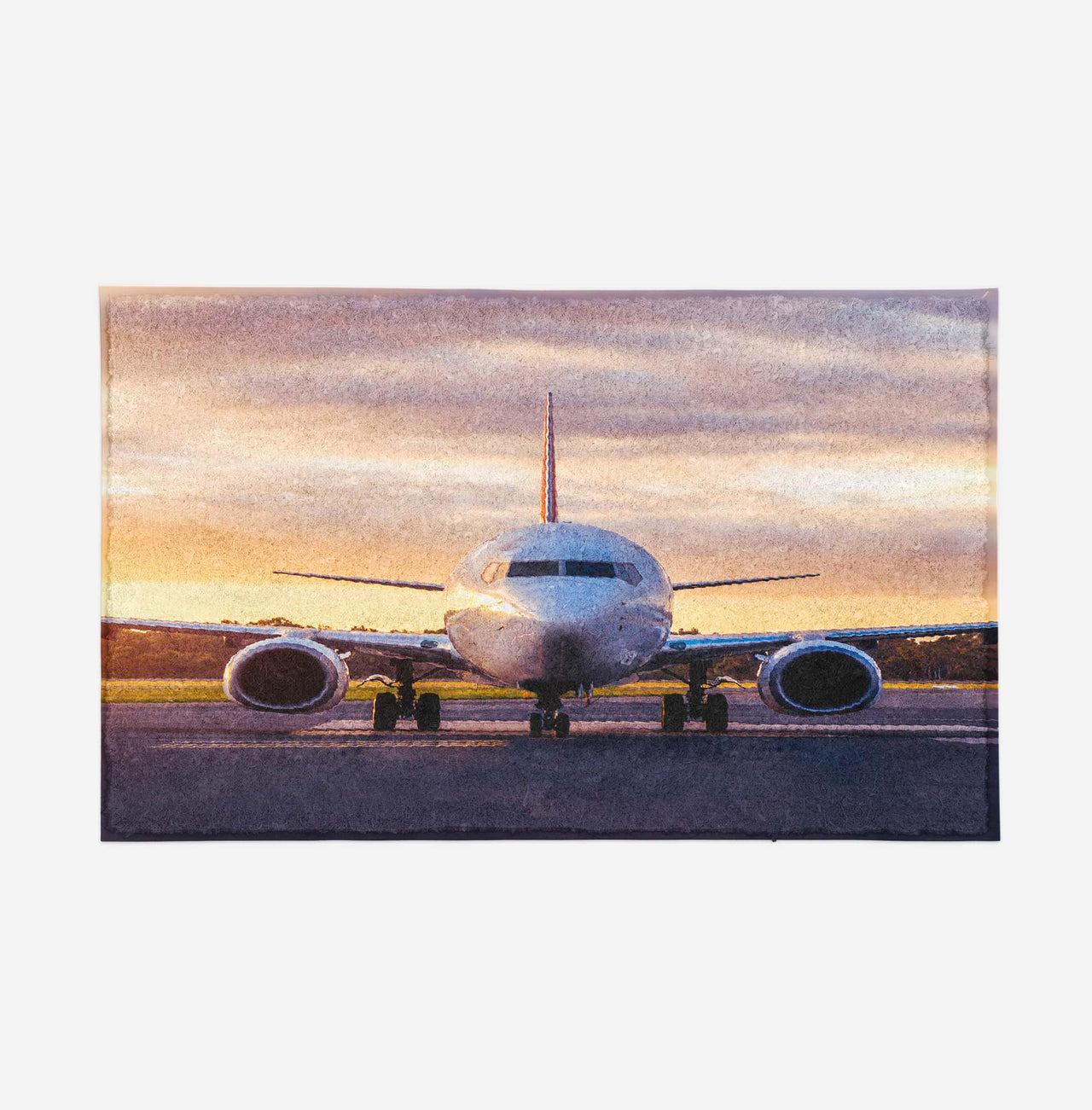 Face to Face with Boeing 737-800 During Sunset Designed Door Mats