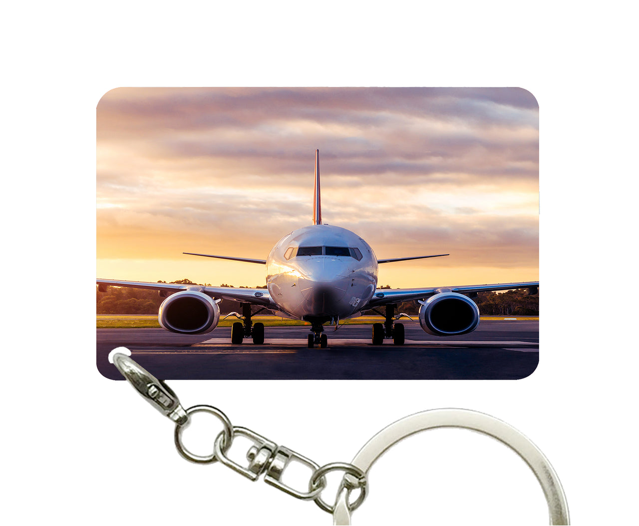 Face to Face with Boeing 737-800 During Sunset Designed Key Chains