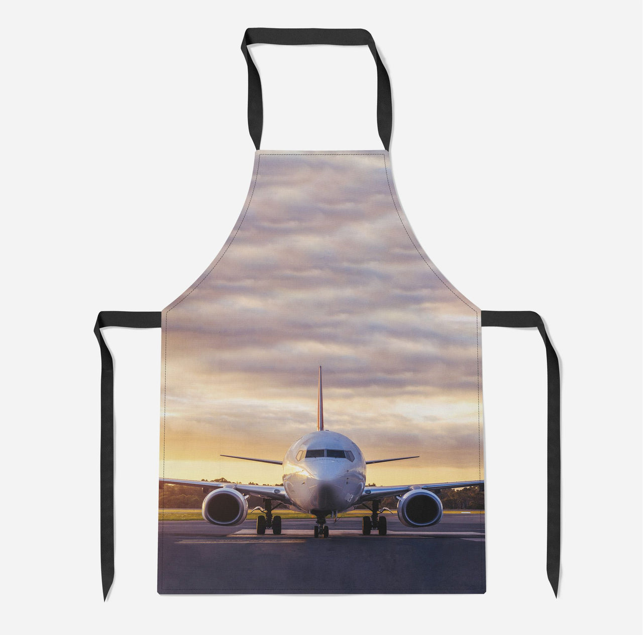 Face to Face with Boeing 737-800 During Sunset Designed Kitchen Aprons
