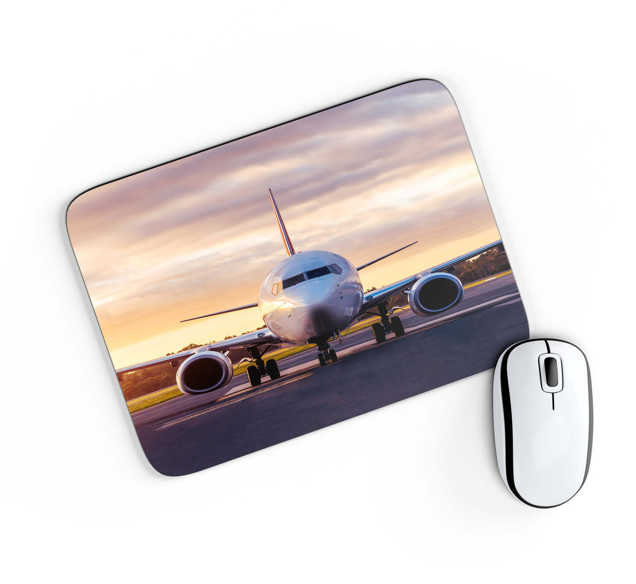 Face to Face with Boeing 737-800 During Sunset Designed Mouse Pads