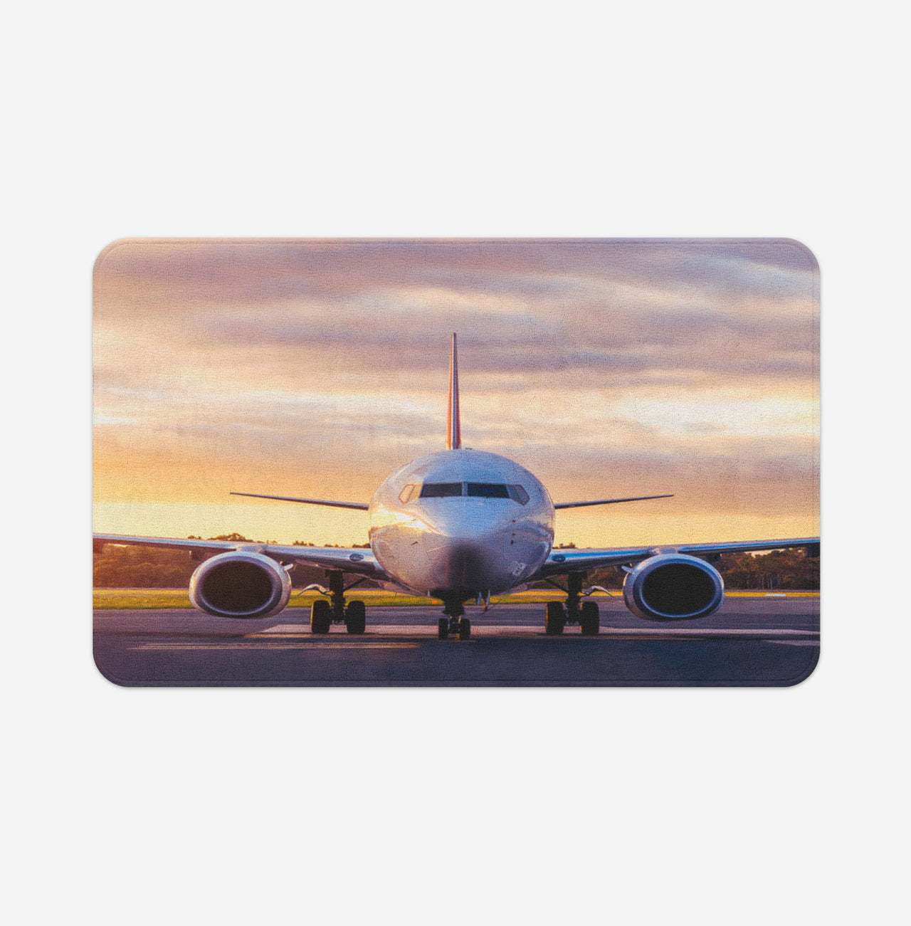 Face to Face with Boeing 737-800 During Sunset Designed Bath Mats