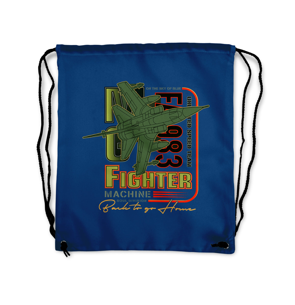 Fighter Machine Designed Drawstring Bags
