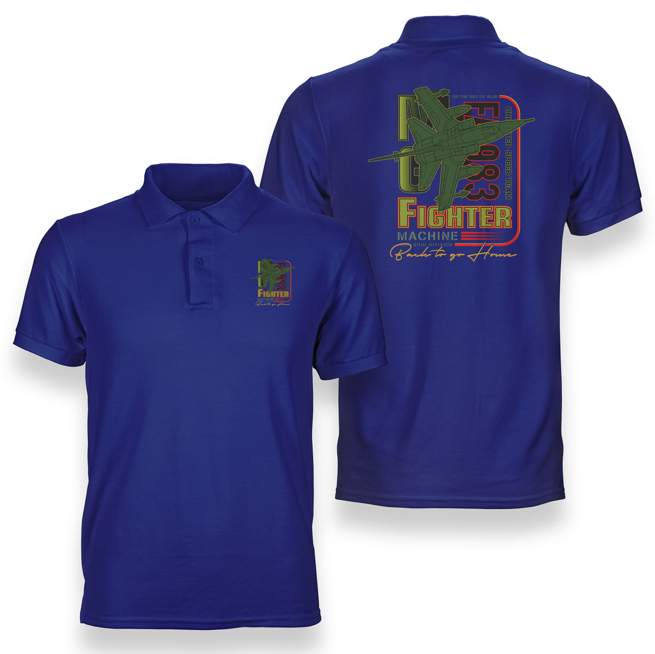 Fighter Machine Designed Double Side Polo T-Shirts