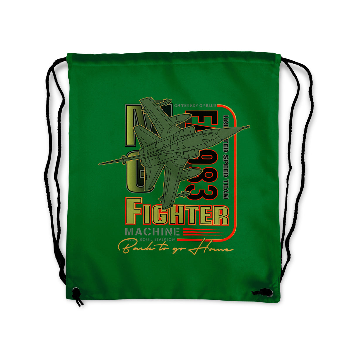 Fighter Machine Designed Drawstring Bags