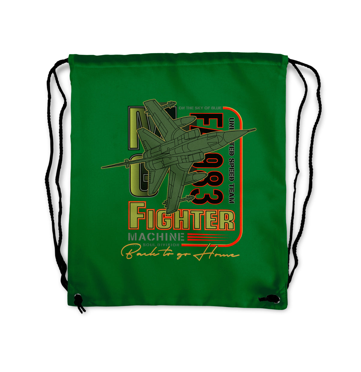 Fighter Machine Designed Drawstring Bags