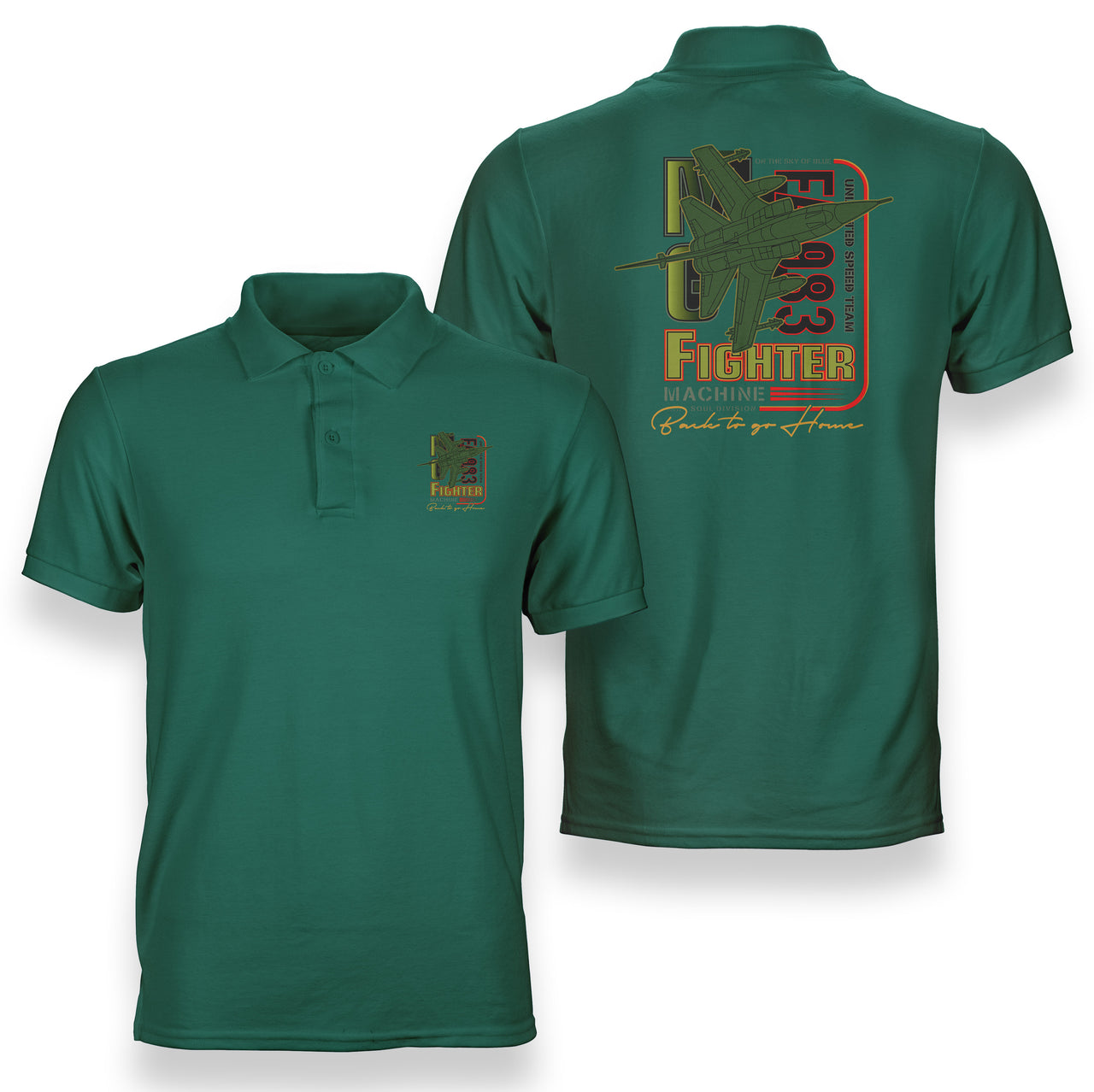 Fighter Machine Designed Double Side Polo T-Shirts