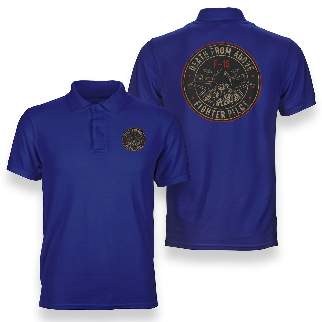 Fighting Falcon F16 - Death From Above Designed Double Side Polo T-Shirts