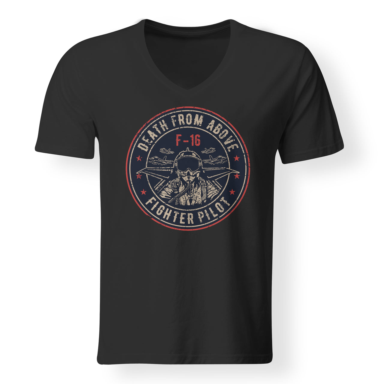 Fighter Jet 16 - Death From Above Designed V-Neck T-Shirts